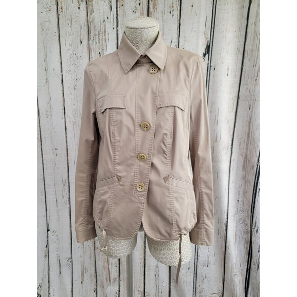 LM Women's Size 40 Marc Aurel Asymmetrical Khaki Beige Basic Jacket Lightweight - Picture 1 of 9